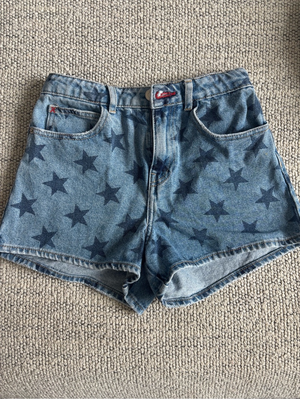 Zara Blue Star Print Denim Shorts